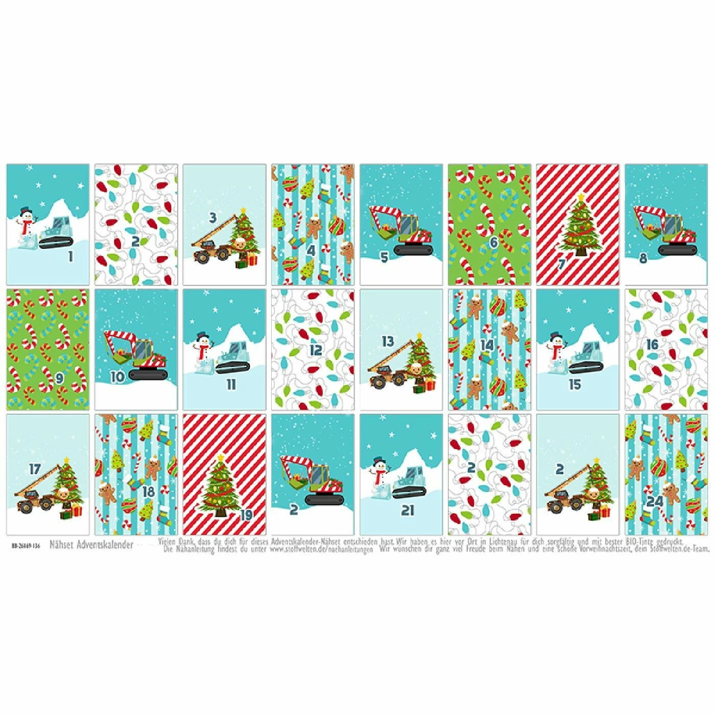 Canvas, Bagger, Adventskalender-Kombistoff 2 Canvas, Bagger, Adventskalender-Kombistoff – Bild 2