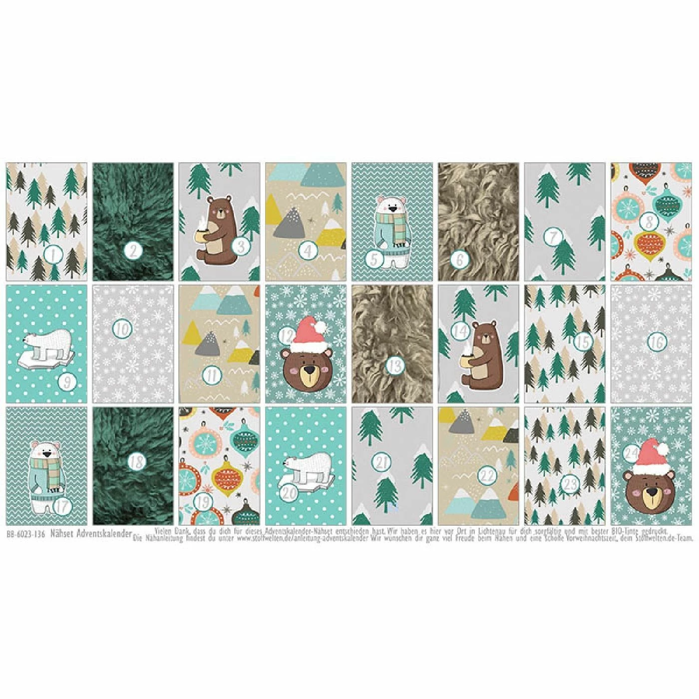 Canvas, Eiskristalle, Adventskalender-Kombistoff 2 Canvas, Eiskristalle, Adventskalender-Kombistoff – Bild 2