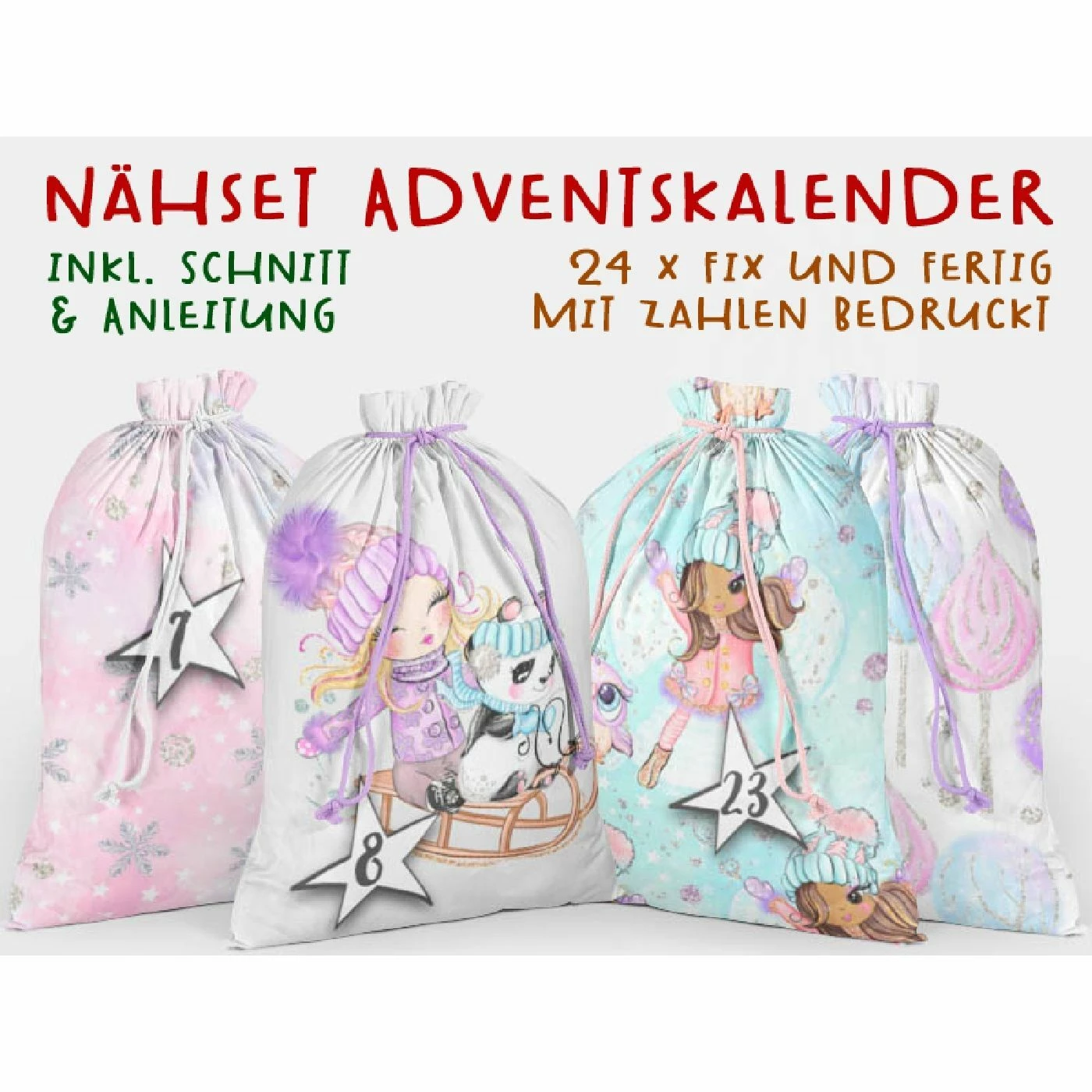 Canvas, Fake-Glitzer Punkte, Adventskalender-Kombistoff 2 Canvas, Fake-Glitzer Punkte, Adventskalender-Kombistoff – Bild 2