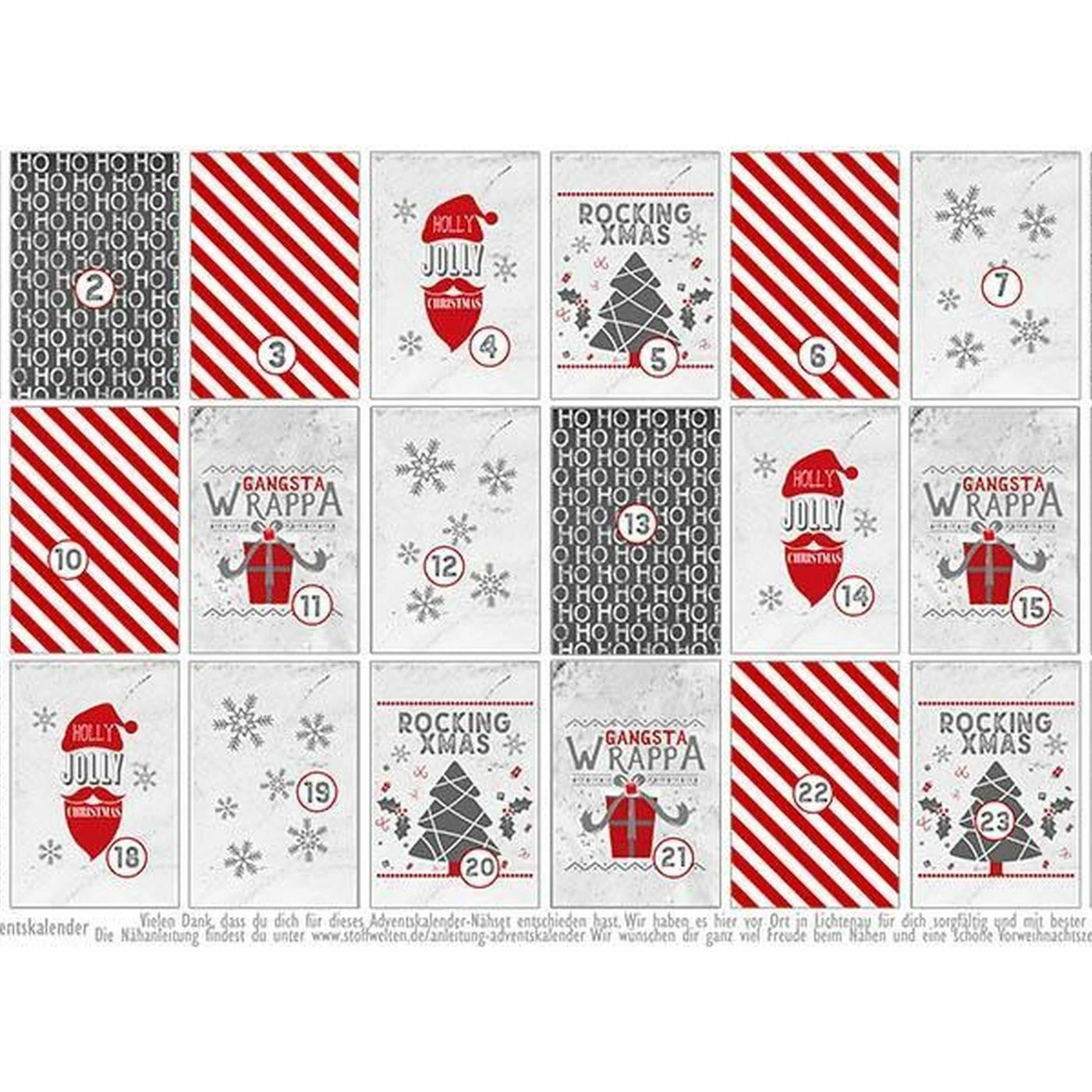 Canvas, Falscher Uni, Adventskalender-Kombistoff 3 Canvas, Falscher Uni, Adventskalender-Kombistoff – Bild 3