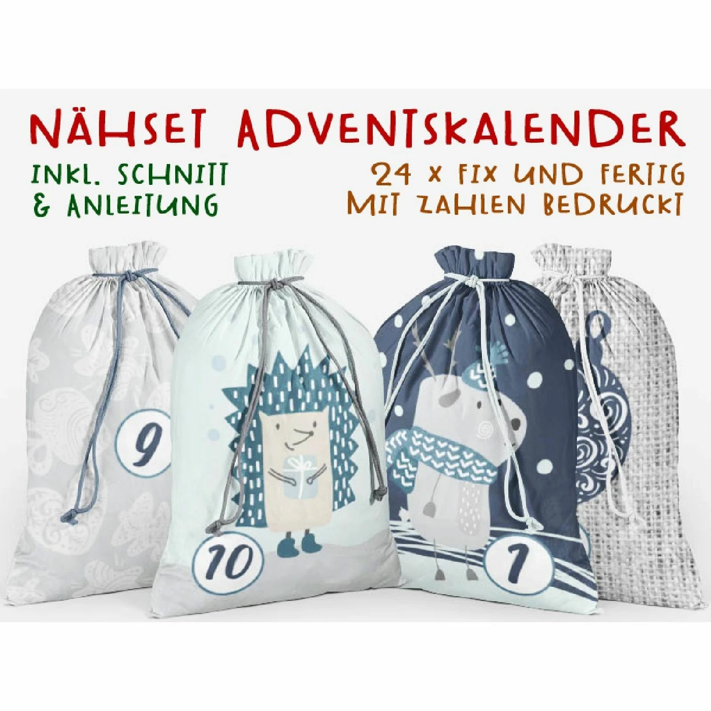 Canvas, Streifen, Adventskalender-Kombistoff 2 Canvas, Streifen, Adventskalender-Kombistoff – Bild 2