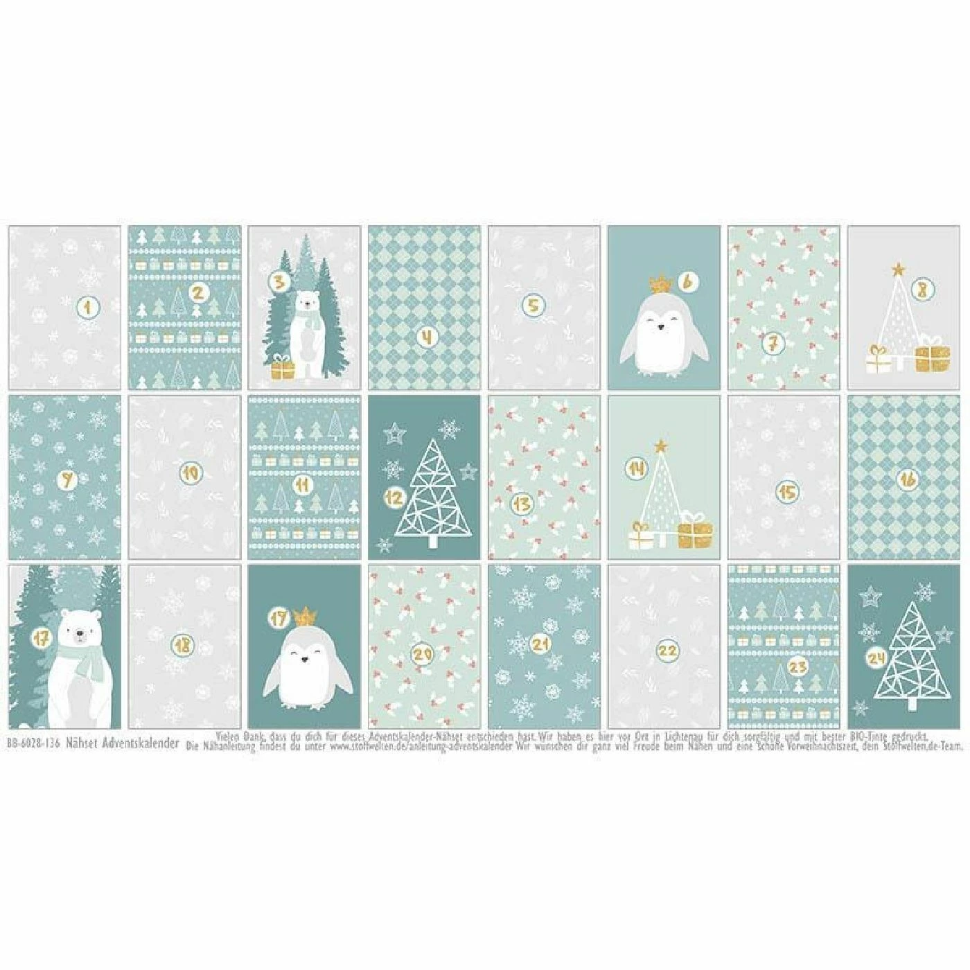 Canvas, Waldfauna, Adventskalender-Kombistoff 3 Canvas, Waldfauna, Adventskalender-Kombistoff – Bild 3