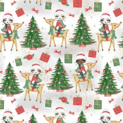 Girls & Deers Auf Hochwertiger, Super Weicher, ägyptischer Baumwolle, Weihnachten