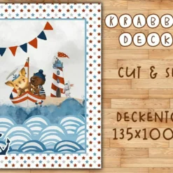 Hochw. BIO-Krabbeldecke / Krabbeldeckentop, 135x100cm, Over The Sea, Weiche, ägyptische Baumwolle