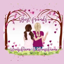 Hochw. Kissen-Panel, Best Friends, Grundschulmädchen, Wunschnamen + Wunschfrisuren
