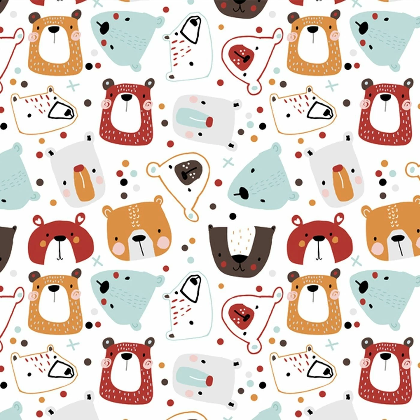 Musselin, Bärenköpfe, Scandic Kids 1 Musselin, Bärenköpfe, Scandic Kids