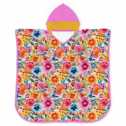 Musselin-Poncho, Blumen Strickoptik (Nähset)