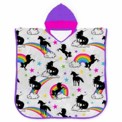 Musselin-Poncho, Rainbow Unicorns (Nähset)