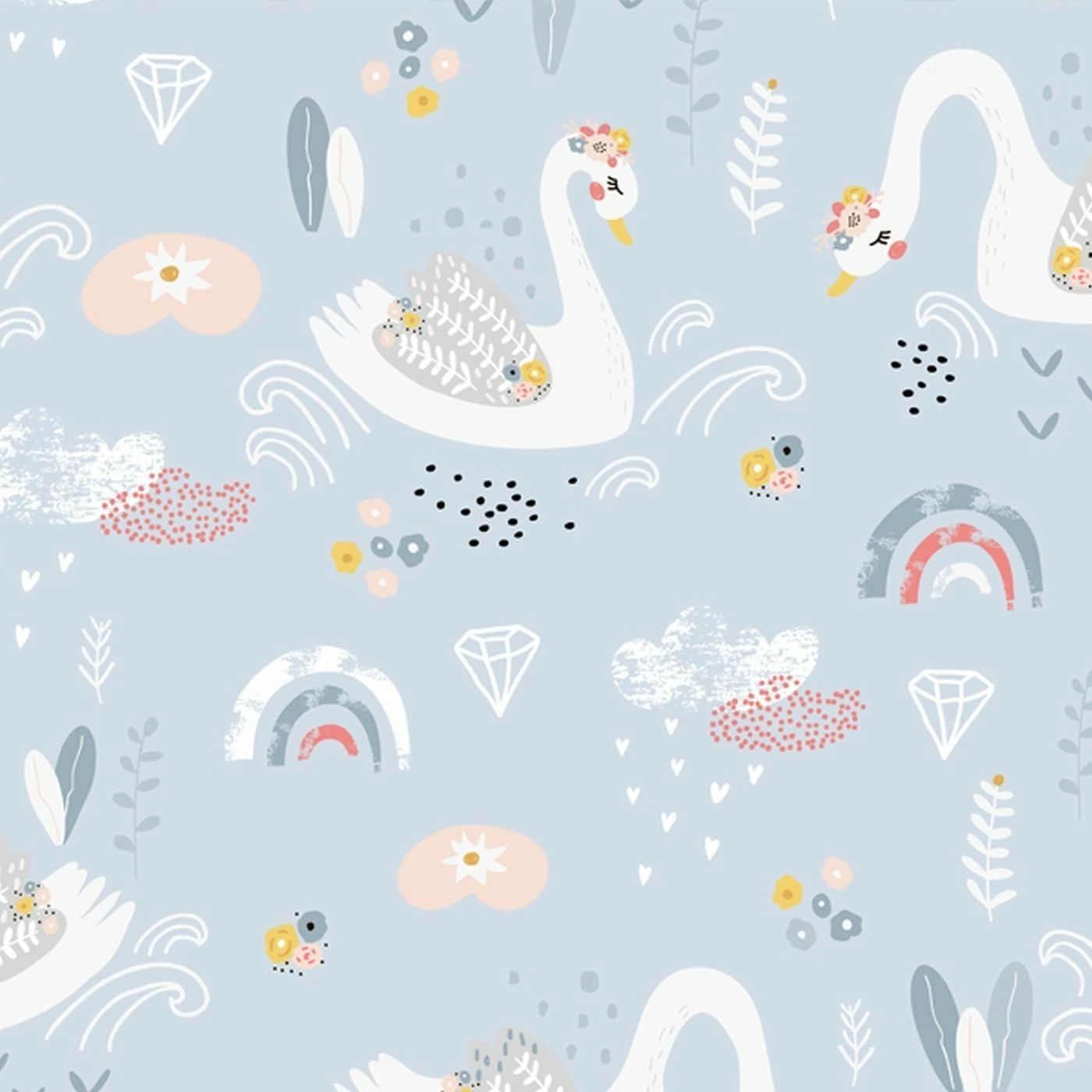 Musselin, Schwäne, Scandic Kids 1 Musselin, Schwäne, Scandic Kids