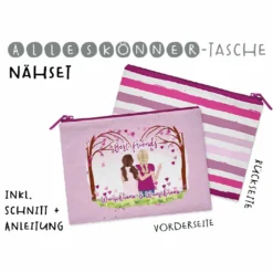 Nähset Alleskönner Tasche, Best Friends, Grundschulmädchen, Wunschnamen + Wunschfrisuren, Inkl. Schnittmuster