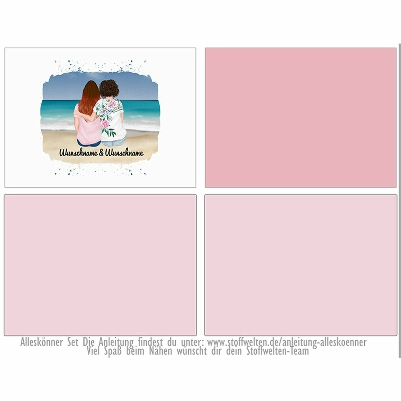 Nähset Alleskönner Tasche, Frauen Paar Am Meer, Wunschnamen + Wunschfrisuren, Inkl. Schnittmuster 2 Nähset Alleskönner Tasche, Frauen Paar Am Meer, Wunschnamen + Wunschfrisuren, Inkl. Schnittmuster – Bild 2