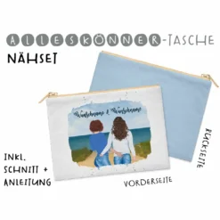 Nähset Alleskönner Tasche, Frauen Paar Am See, Wunschnamen + Wunschfrisuren, Inkl. Schnittmuster