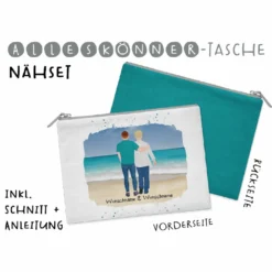 Nähset Alleskönner Tasche, Männer Paar Am Meer, Wunschnamen + Wunschfrisuren,, Inkl. Schnittmuster