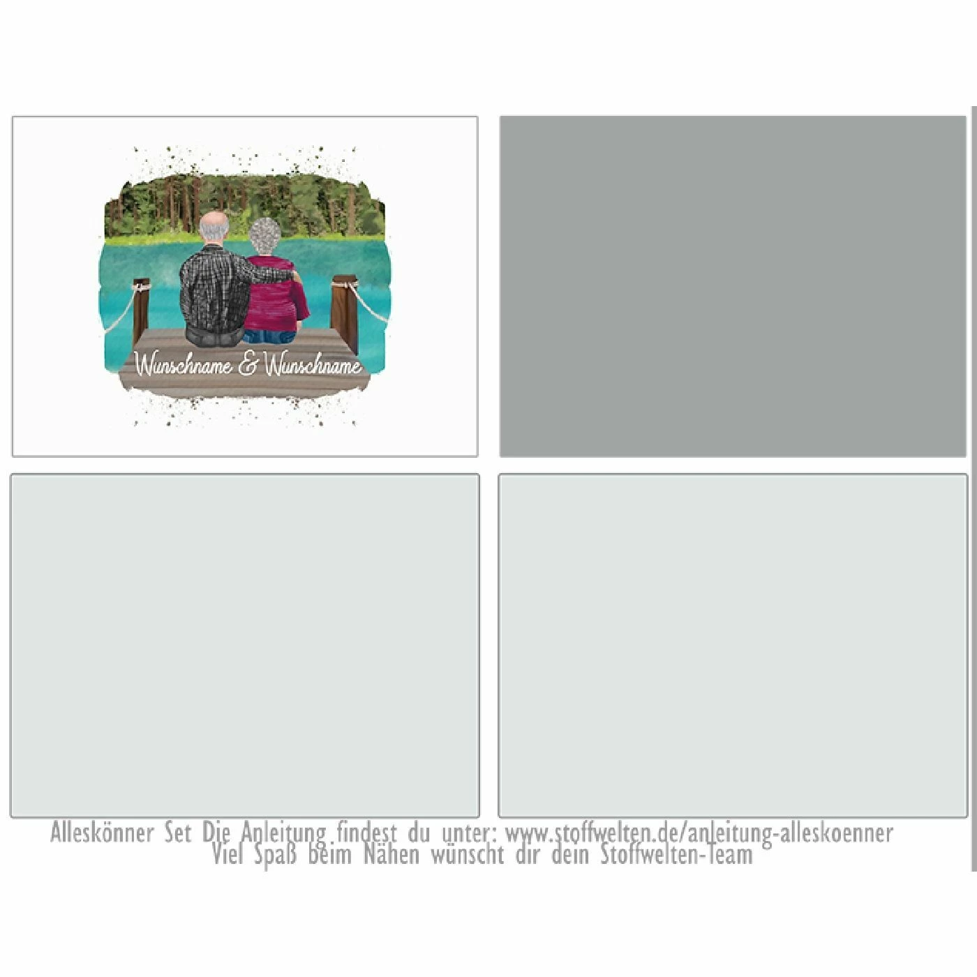 Nähset Alleskönner Tasche, Oma Und Opa Am See, Wunschnamen + Wunschfrisuren, Inkl. Schnittmuster 2 Nähset Alleskönner Tasche, Oma Und Opa Am See, Wunschnamen + Wunschfrisuren, Inkl. Schnittmuster – Bild 2