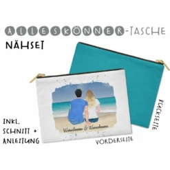 Nähset Alleskönner Tasche, Paar Am Meer, Wunschnamen + Wunschfrisuren, Inkl. Schnittmuster