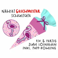 Nähset Geschwister-Schultüte Flamingo, Mit Rohling, Ohne Wunschname