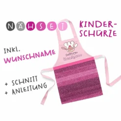 Nähset Kinder-Schürze Mit WUNSCHNAME, Backkönigin, Inkl. Schnittmuster + Anleitung
