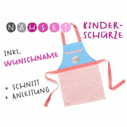 Nähset Kinder-Schürze Mit WUNSCHNAME, Cupcake, Inkl. Schnittmuster + Anleitung