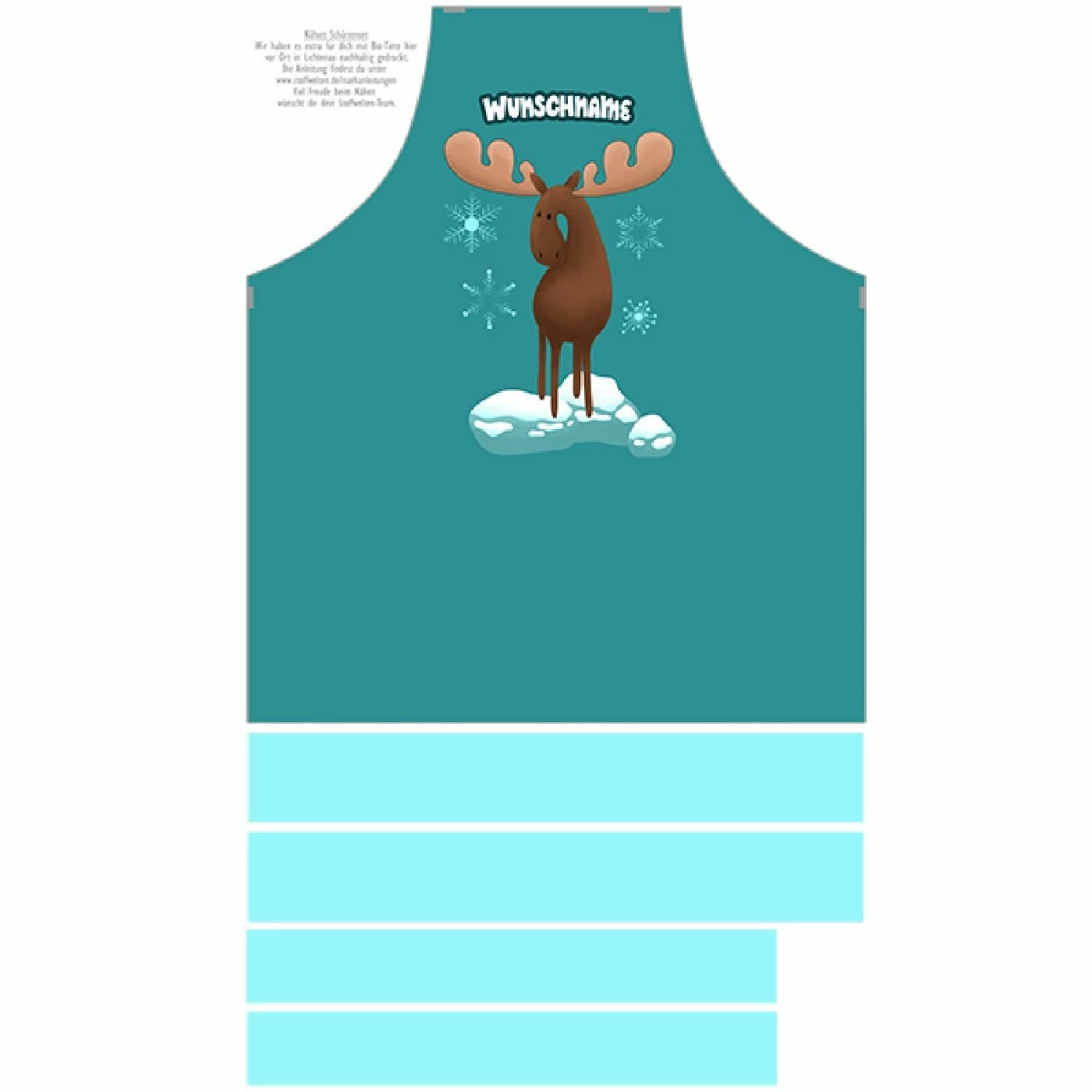 Nähset Kinder-Schürze Mit WUNSCHNAME, Elchtastisch, Inkl. Schnittmuster + Anleitung 2 Nähset Kinder-Schürze Mit WUNSCHNAME, Elchtastisch, Inkl. Schnittmuster + Anleitung – Bild 2