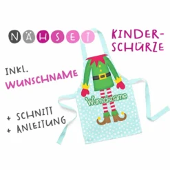 Nähset Kinder-Schürze Mit WUNSCHNAME, Elfe, Inkl. Schnittmuster + Anleitung