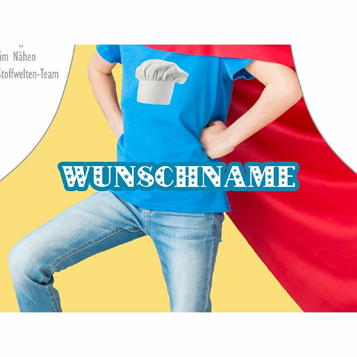 Nähset Kinder-Schürze Mit WUNSCHNAME, Helden Junge, Inkl. Schnittmuster + Anleitung 3 Nähset Kinder-Schürze Mit WUNSCHNAME, Helden Junge, Inkl. Schnittmuster + Anleitung – Bild 3