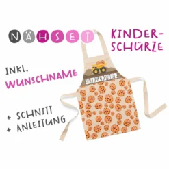 Nähset Kinder-Schürze Mit WUNSCHNAME, Kekse, Inkl. Schnittmuster + Anleitung