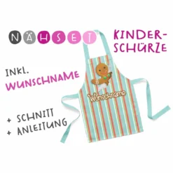 Nähset Kinder-Schürze Mit WUNSCHNAME, Lebkuchen, Inkl. Schnittmuster + Anleitung