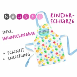 Nähset Kinder-Schürze Mit WUNSCHNAME, Malschürze, Inkl. Schnittmuster + Anleitung