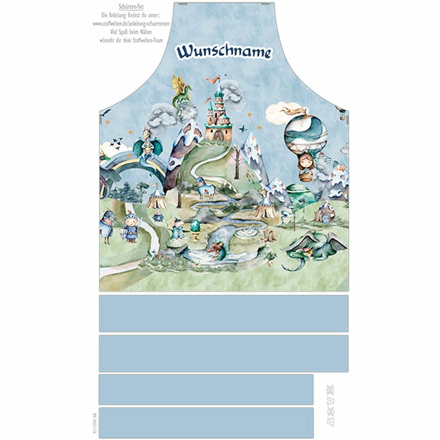 Nähset Kinder-Schürze Mit WUNSCHNAME, Once Upon A Time, Ritter, Inkl. Schnittmuster + Anleitung 2 Nähset Kinder-Schürze Mit WUNSCHNAME, Once Upon A Time, Ritter, Inkl. Schnittmuster + Anleitung – Bild 2