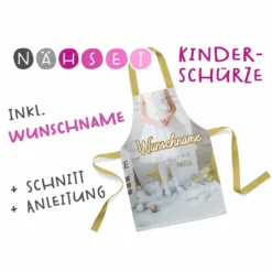 Nähset Kinder-Schürze Mit WUNSCHNAME, Prinzessin, Inkl. Schnittmuster + Anleitung