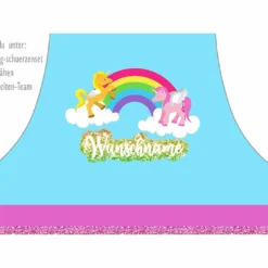 Nähset Kinder-Schürze Mit WUNSCHNAME, Regenbogen Pferde, Inkl. Schnittmuster + Anleitung -Outlet STOFFWELTEN Store naehset kinder schuerze mit wunschname regenbogen pferde inkl schnittmuster anleitung3