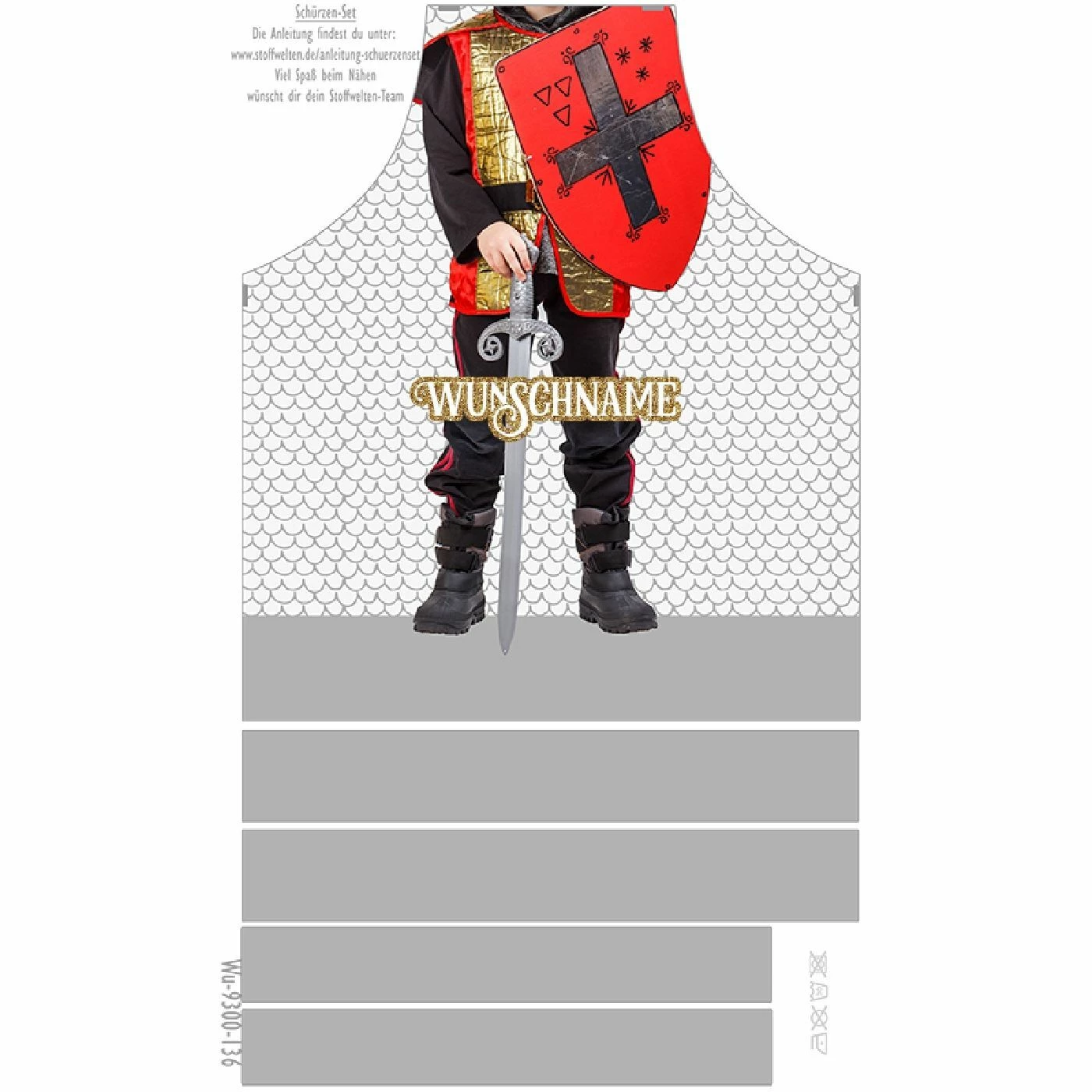 Nähset Kinder-Schürze Mit WUNSCHNAME, Ritter, Inkl. Schnittmuster + Anleitung 2 Nähset Kinder-Schürze Mit WUNSCHNAME, Ritter, Inkl. Schnittmuster + Anleitung – Bild 2