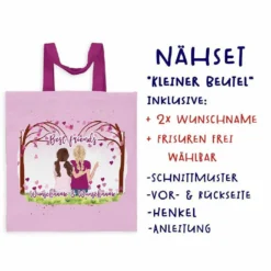 Nähset Tasche, Best Friends, Grundschulmädchen, Wunschnamen + Wunschfrisuren, Canvas