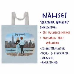 Nähset Tasche, Best Friends, Teenager, Wunschnamen + Wunschfrisuren, Canvas