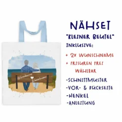 Nähset Tasche Oma & Opa Auf Der Bank, Wunschnamen + Wunschfrisuren, Canvas