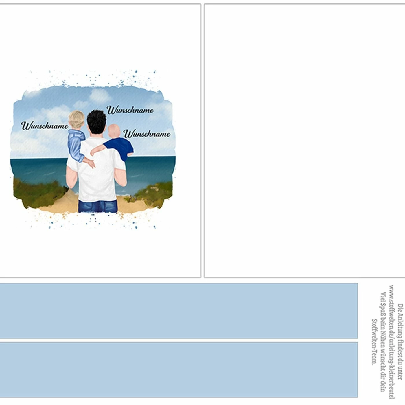 Nähset Tasche, Vater & Kinder (Baby & Kleinkind) Am Strand , Wunschnamen + Wunschfrisuren, Canvas 2 Nähset Tasche, Vater & Kinder (Baby & Kleinkind) Am Strand , Wunschnamen + Wunschfrisuren, Canvas – Bild 2