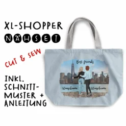 Nähset XL Shopper-Bag, Best Friends, Teenager, Wunschnamen + Wunschfrisuren, Inkl. Schnittmuster