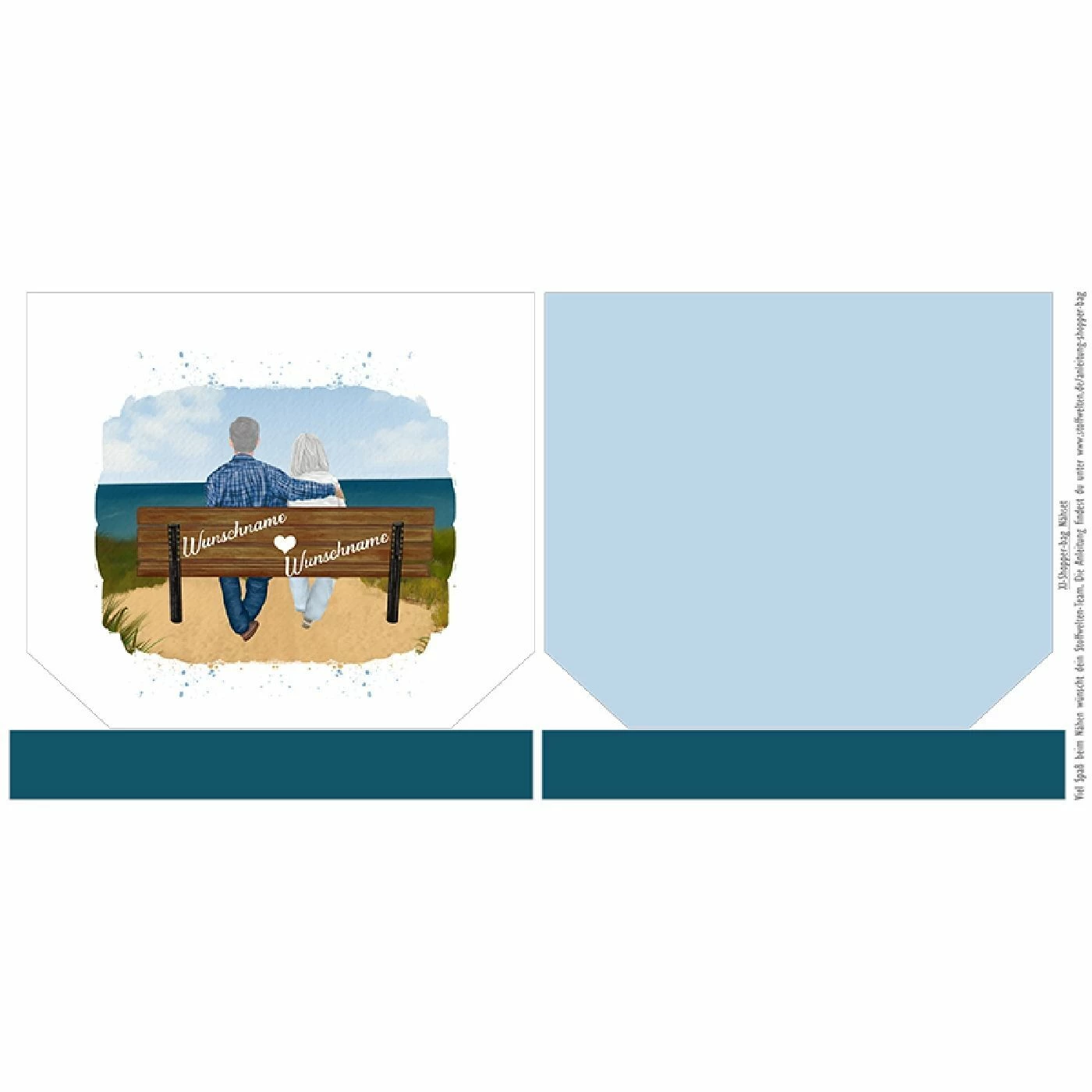 Nähset XL Shopper-Bag Oma & Opa Auf Der Bank, Wunschnamen + Wunschfrisuren, Inkl. Schnittmuster 2 Nähset XL Shopper-Bag Oma & Opa Auf Der Bank, Wunschnamen + Wunschfrisuren, Inkl. Schnittmuster – Bild 2