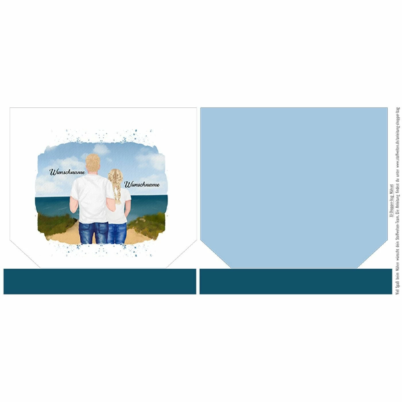 Nähset XL Shopper-Bag Vater & Tochter (Teenager) Am Strand, Wunschnamen + Wunschfrisuren Inkl. Schnittmuster 2 Nähset XL Shopper-Bag Vater & Tochter (Teenager) Am Strand, Wunschnamen + Wunschfrisuren Inkl. Schnittmuster – Bild 2