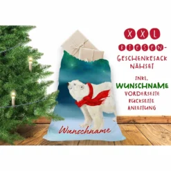 Nähset XXL Riesen WUNSCHNAME Geschenke-Sack Eisbär, Canvas