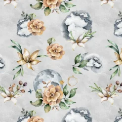 Once Upon A Time, Blumen Auf Grau, BIO-Jersey