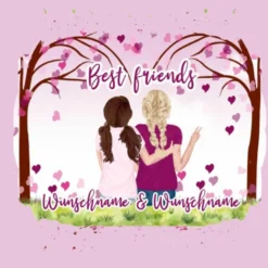 Panel Best Friends, Grundschulmädchen, Wunschnamen + Wunschfrisuren, Bio-Jersey