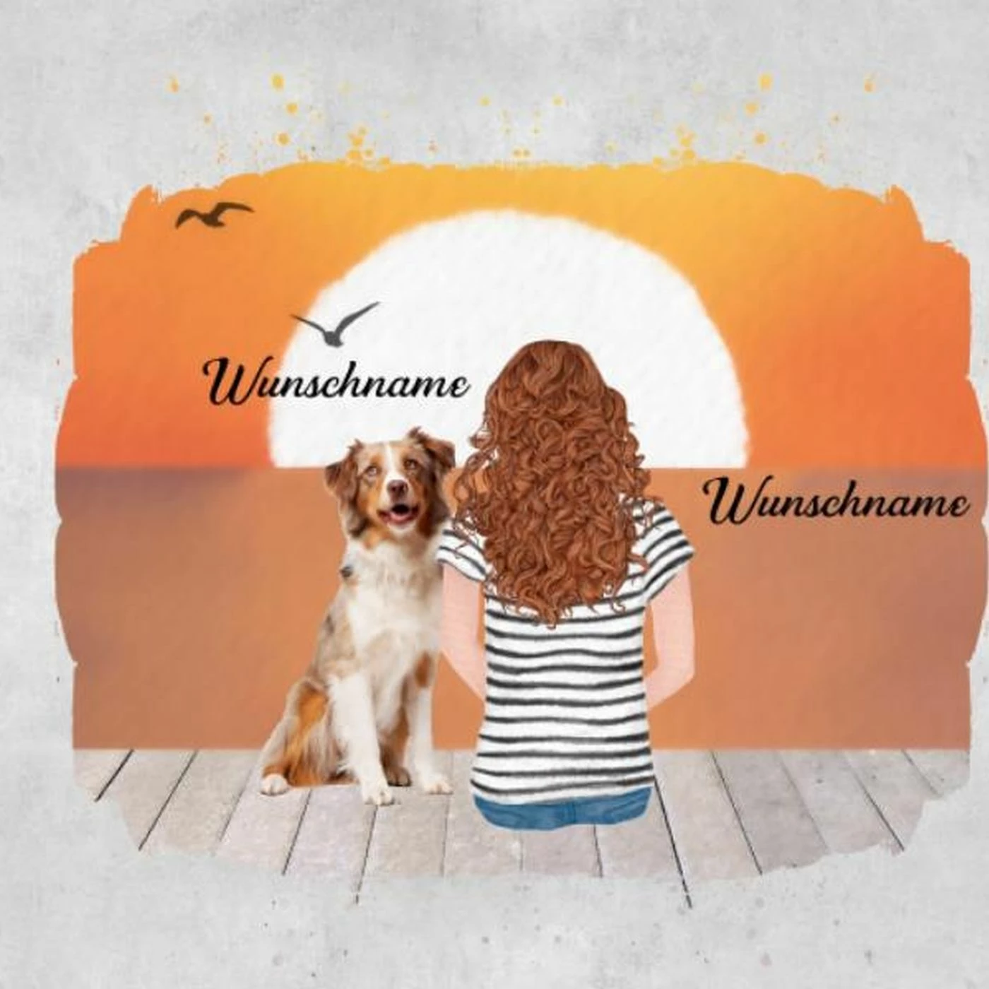 Panel Frau Mit Hund, Wunschnamen, Wunschfrisuren + Hunderasse, Bio-Jersey 1 Panel Frau Mit Hund, Wunschnamen, Wunschfrisuren + Hunderasse, Bio-Jersey