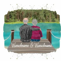 Panel Oma & Opa Am See Wunschname + Wunschfrisuren, Bio-Jersey