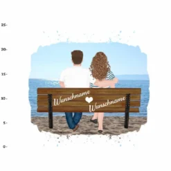 Panel Paar Auf Der Bank, Wunschnamen + Wunschfrisuren, Bio_Jersey