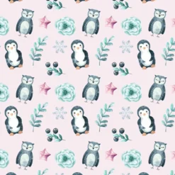 Pinguin & Eule Auf Hochwertiger, Super Weicher, ägyptischer Baumwolle, Weihnachten