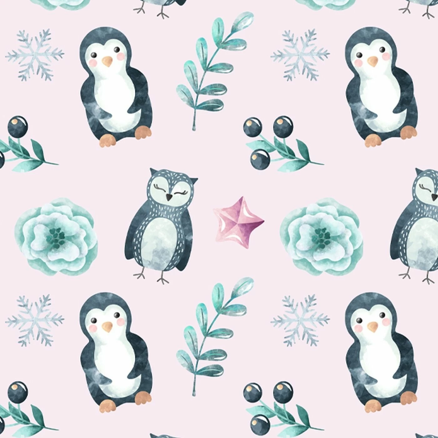 Pinguin & Eule, Bio-Sommersweat, Weihnachten 1 Pinguin & Eule, Bio-Sommersweat, Weihnachten