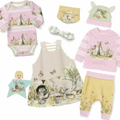 Puppenkleidung SET 8 Tlg. "Mädchen" Forest Love (Nähset)