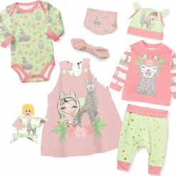 Puppenkleidung SET 8 Tlg. "Mädchen" Holo Glitter (Nähset)