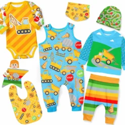 Puppenkleidung SET 8 Tlg. "Unisex" Baustelle (Nähset)